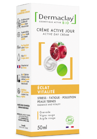 Crème pour le visage de jour éclat bio Dermaclay