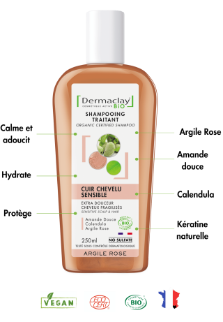 Shampooing cuir chevelu sensible bio dermaclay