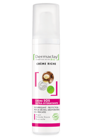 Tube de crème ultra hydratante pour le visage bio Dermaclay