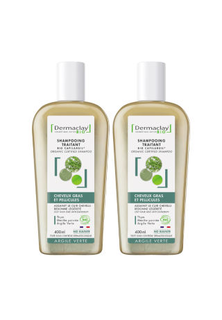 DUO Shampoings cheveux gras & pellicules bio Dermaclay