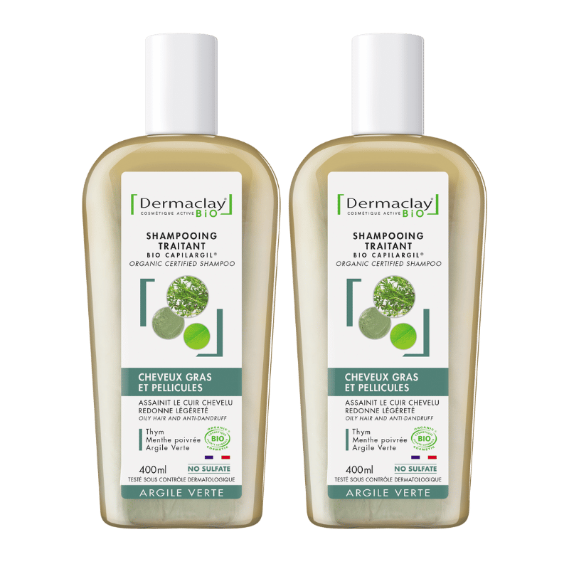 DUO Shampoings cheveux gras & pellicules bio Dermaclay