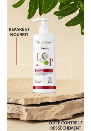Lait pour le corps réparateur bio peaux très sèches Dermaclay