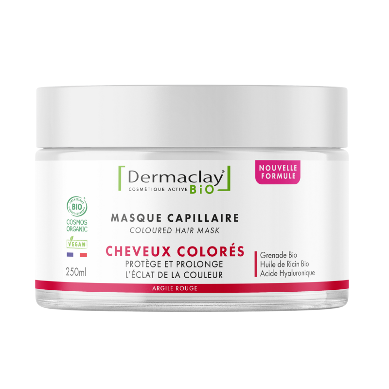 Masque pour cheveux colorés bio Dermaclay