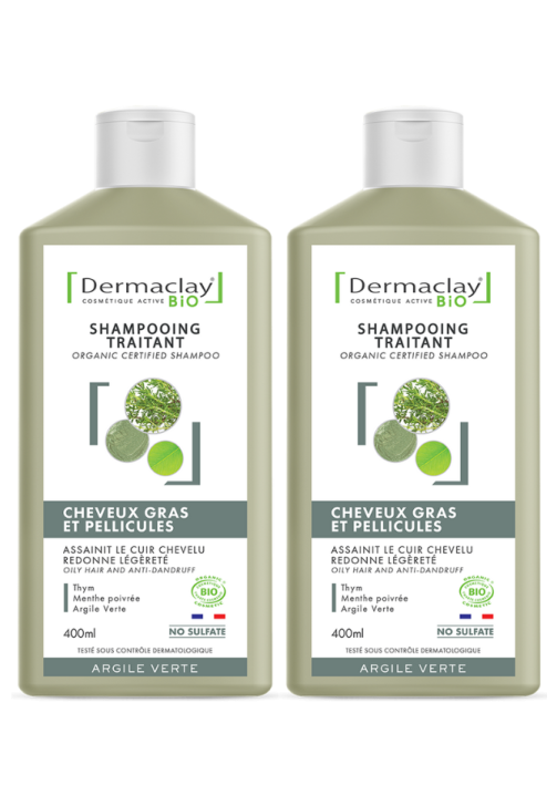 DUO Shampoings cheveux gras & pellicules bio Dermaclay