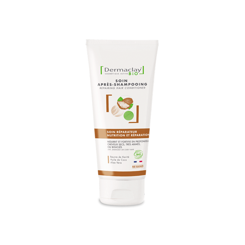 Soin après-shampoing bio cheveux bouclés ou abimés Dermaclay
