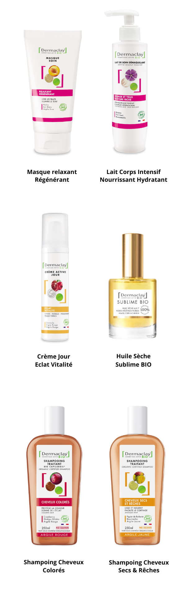 Produits Dermaclay avec Huile de Tournesol