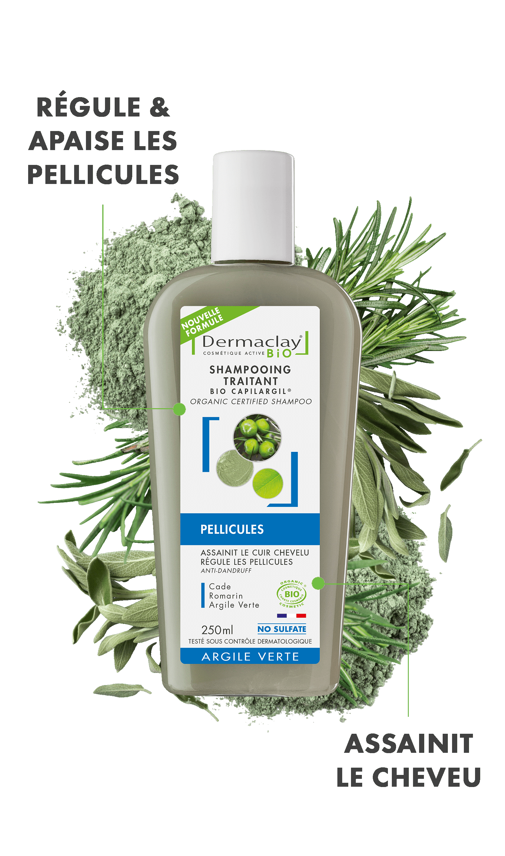 shampoing pellicules Dermaclay